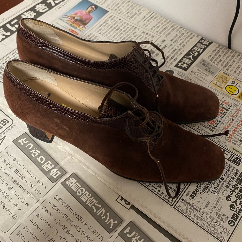 Salvatore Ferragamo Oxford Kitten Heels